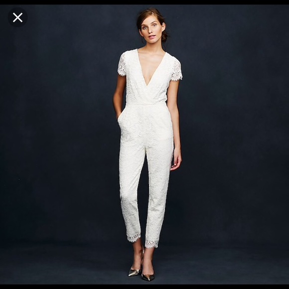 J crew lace ivory jumpsuit bridal 00 - Picture 4 of 8